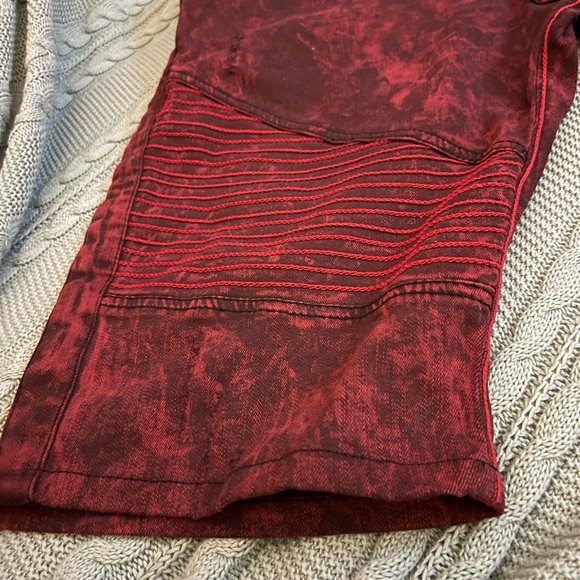 TheSaintsSinphony OOAK Distressed Studded Studded Moto Denim Shorts - Picture 5 of 11